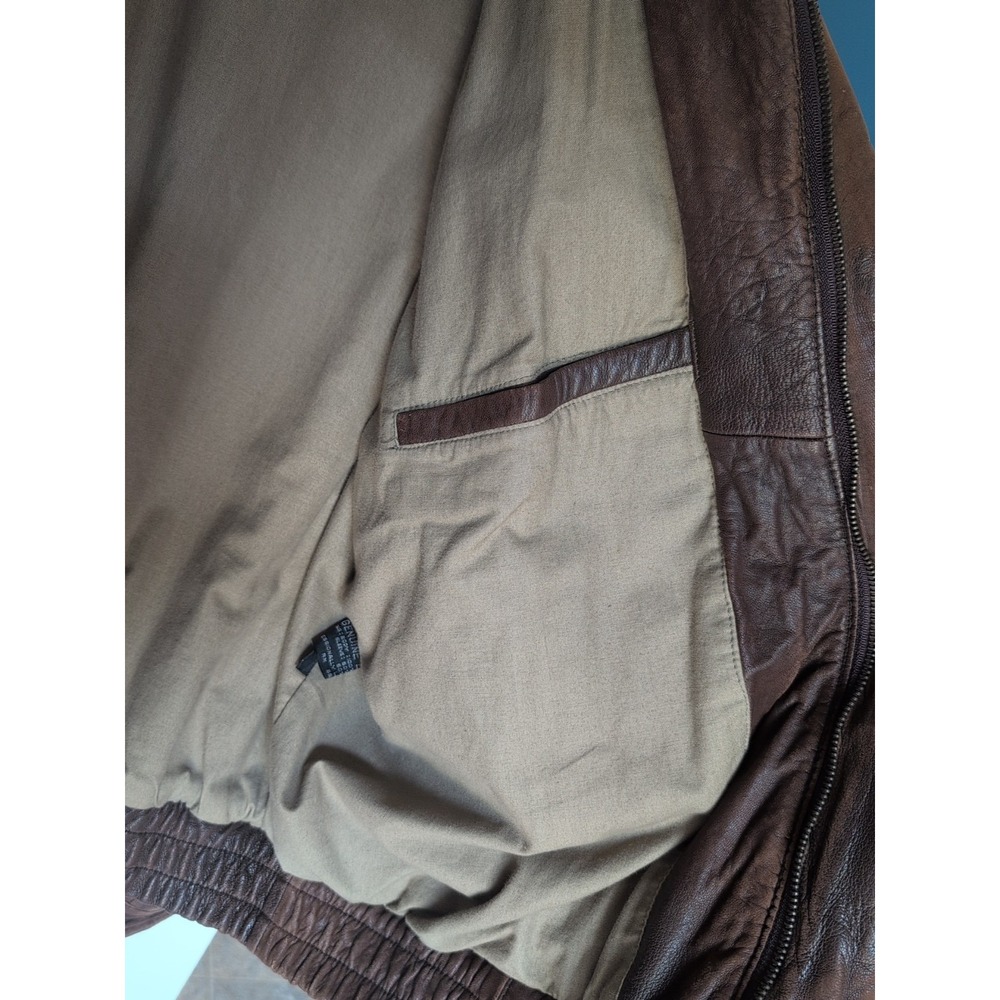 Vintage Expedition Leather Bomber Jacket Made in Korea Brown XL,Incredibly Soft - Picture 16 of 16